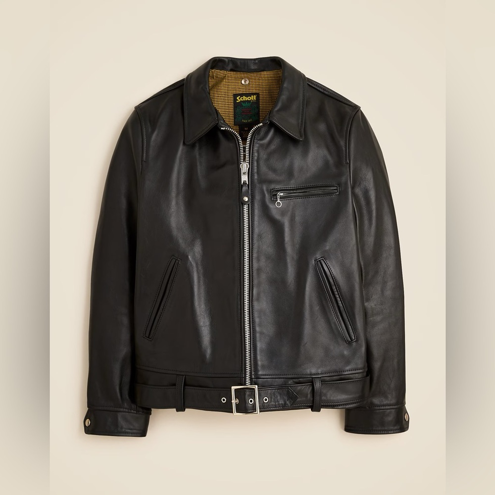 NWT Limited-edition Schott NYC X Wallace & Barnes retro moto jacket in leather